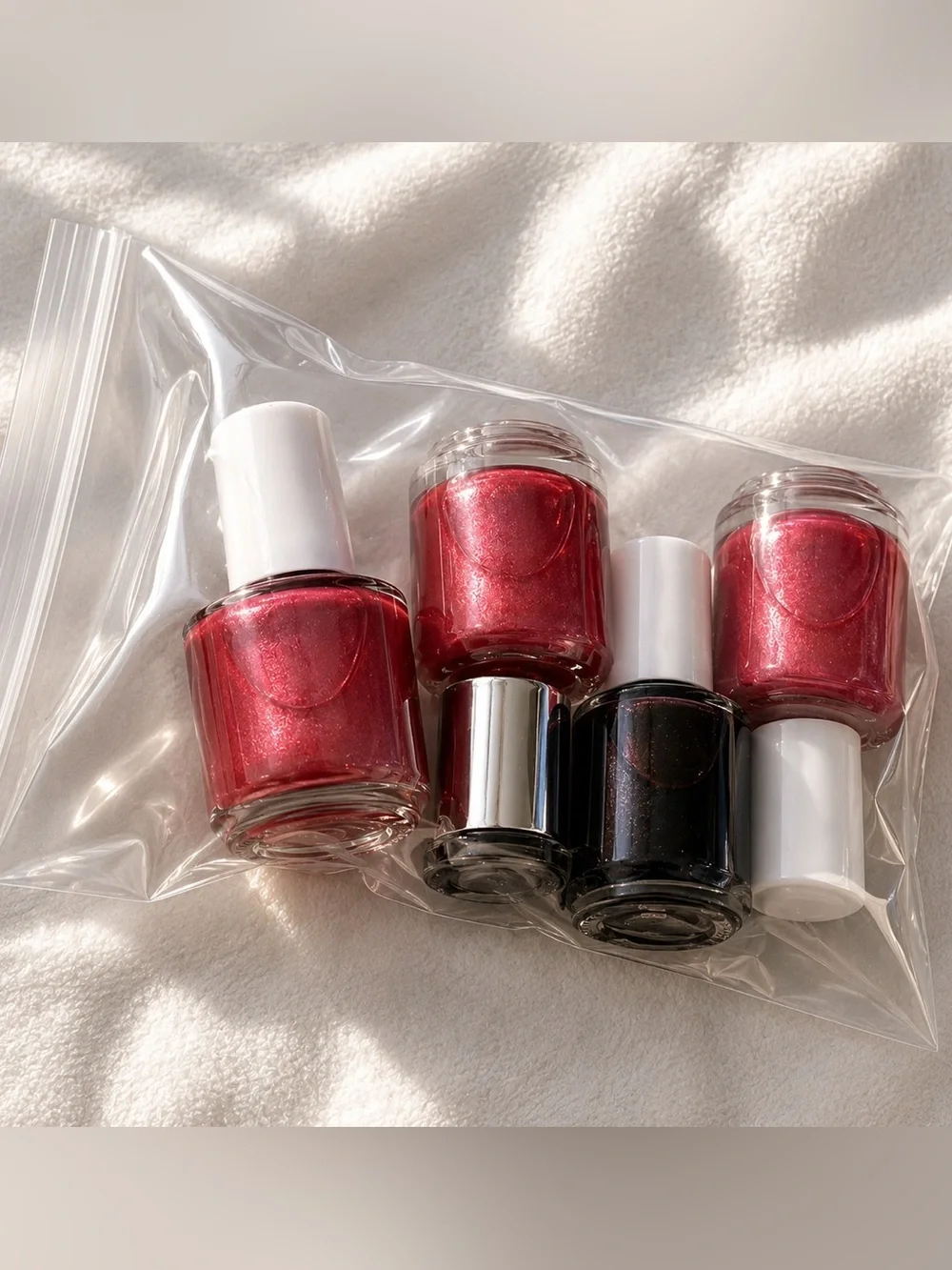 Set of Red and Black Nail Polishes